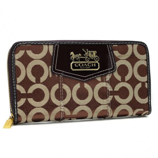 Coach In Signature Large Coffee Wallets AXM Coach In Signature Large Coffee Wallets AXM